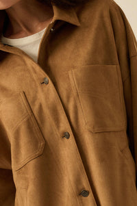 Soft Spoken Vegan Suede Pocket Shacket - ShopPromesa