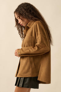 Soft Spoken Vegan Suede Pocket Shacket - ShopPromesa