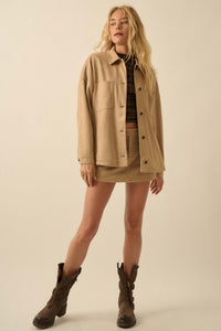 Soft Spoken Vegan Suede Pocket Shacket - ShopPromesa