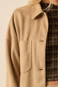 Soft Spoken Vegan Suede Pocket Shacket - ShopPromesa