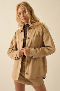 Soft Spoken Vegan Suede Pocket Shacket - ShopPromesa