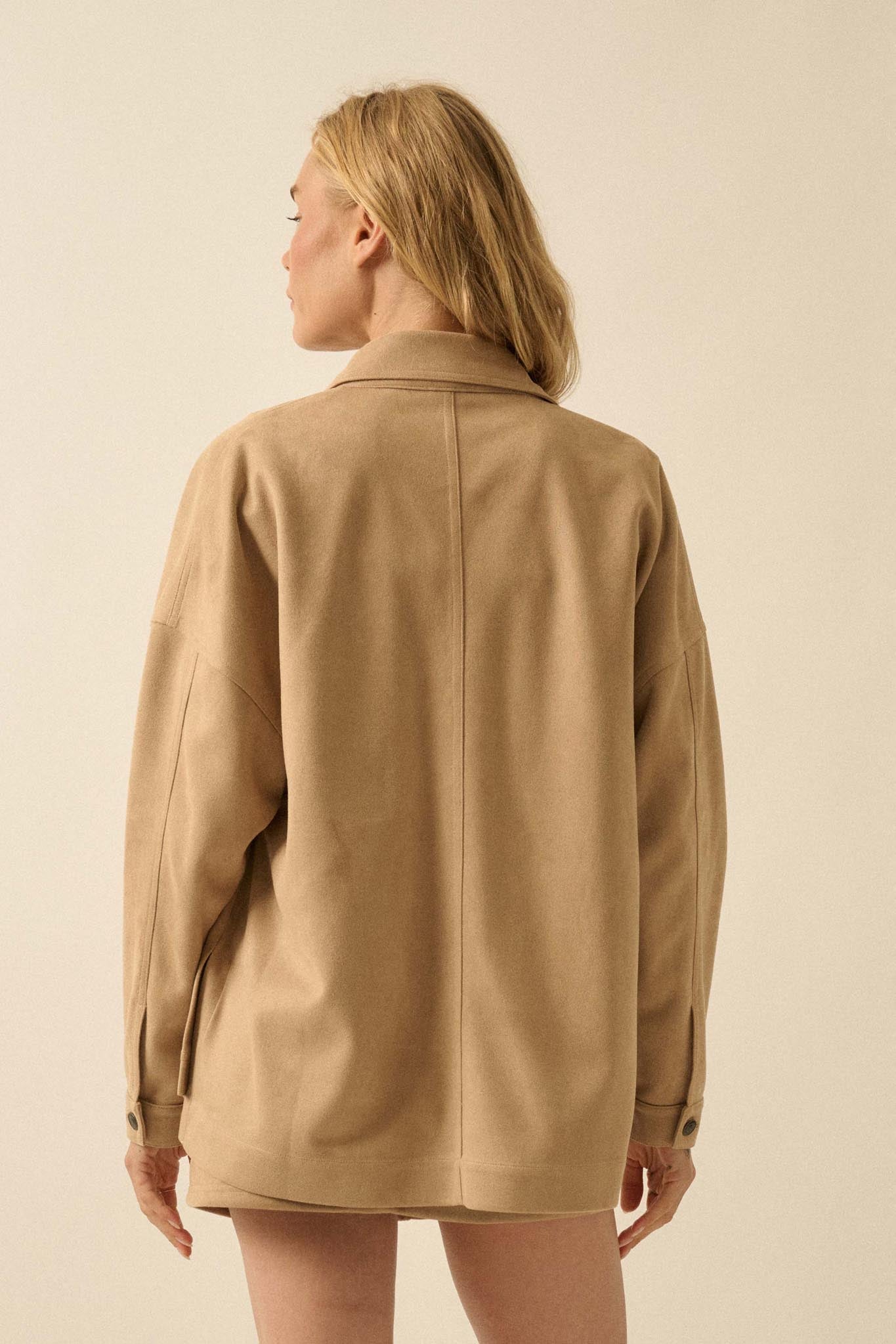 Soft Spoken Vegan Suede Pocket Shacket - ShopPromesa