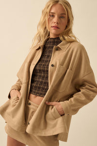 Soft Spoken Vegan Suede Pocket Shacket - ShopPromesa