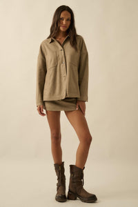 Soft Spoken Vegan Suede Pocket Shacket - ShopPromesa