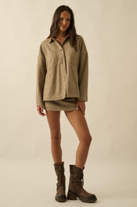 Soft Spoken Vegan Suede Pocket Shacket - ShopPromesa