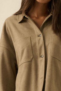 Soft Spoken Vegan Suede Pocket Shacket - ShopPromesa