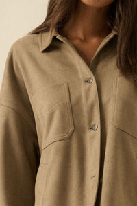 Soft Spoken Vegan Suede Pocket Shacket - ShopPromesa