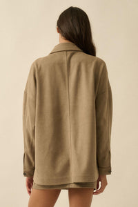 Soft Spoken Vegan Suede Pocket Shacket - ShopPromesa