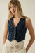 Denim Blooms Floral Jacquard Denim Cropped Vest - ShopPromesa