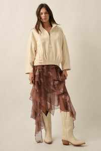 Snowy Creek Fleece Pleated Half-Zip Pullover Jacket - ShopPromesa