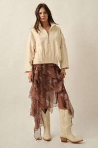 Snowy Creek Fleece Pleated Half-Zip Pullover Jacket - ShopPromesa