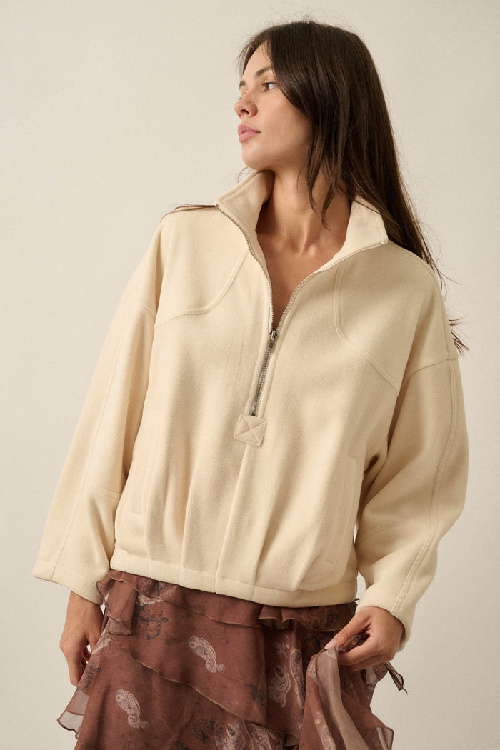 Snowy Creek Fleece Pleated Half-Zip Pullover Jacket - ShopPromesa