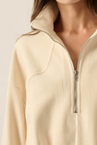 Snowy Creek Fleece Pleated Half-Zip Pullover Jacket - ShopPromesa