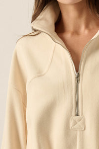 Snowy Creek Fleece Pleated Half-Zip Pullover Jacket - ShopPromesa