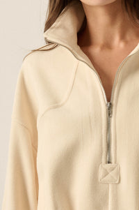 Snowy Creek Fleece Pleated Half-Zip Pullover Jacket - ShopPromesa
