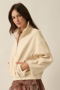 Snowy Creek Fleece Pleated Half-Zip Pullover Jacket - ShopPromesa