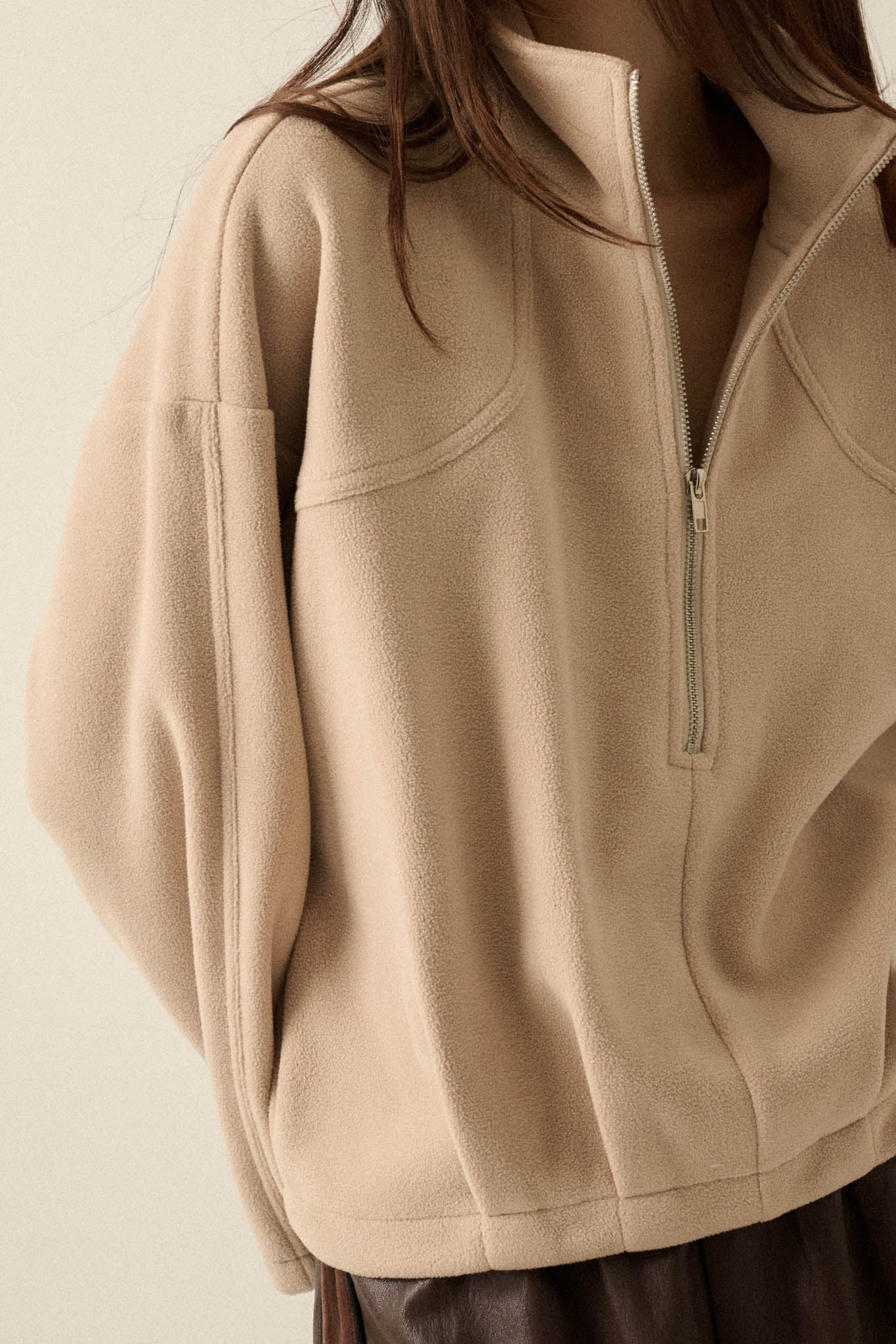 Snowy Creek Fleece Pleated Half-Zip Pullover Jacket - ShopPromesa