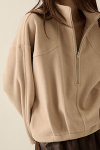 Snowy Creek Fleece Pleated Half-Zip Pullover Jacket - ShopPromesa
