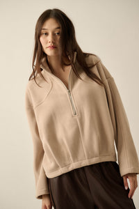 Snowy Creek Fleece Pleated Half-Zip Pullover Jacket - ShopPromesa