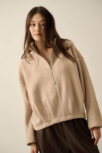 Snowy Creek Fleece Pleated Half-Zip Pullover Jacket - ShopPromesa