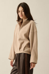 Snowy Creek Fleece Pleated Half-Zip Pullover Jacket - ShopPromesa
