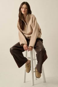 Snowy Creek Fleece Pleated Half-Zip Pullover Jacket - ShopPromesa