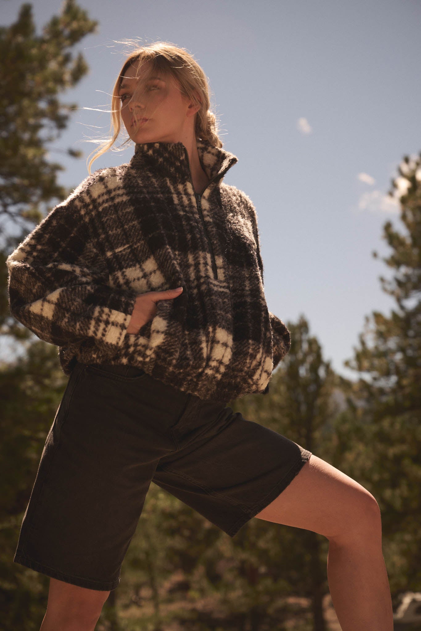 Field Guide Plaid Fleece Half-Zip Pullover Jacket - ShopPromesa