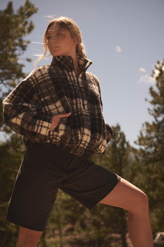 Field Guide Plaid Fleece Half-Zip Pullover Jacket - ShopPromesa