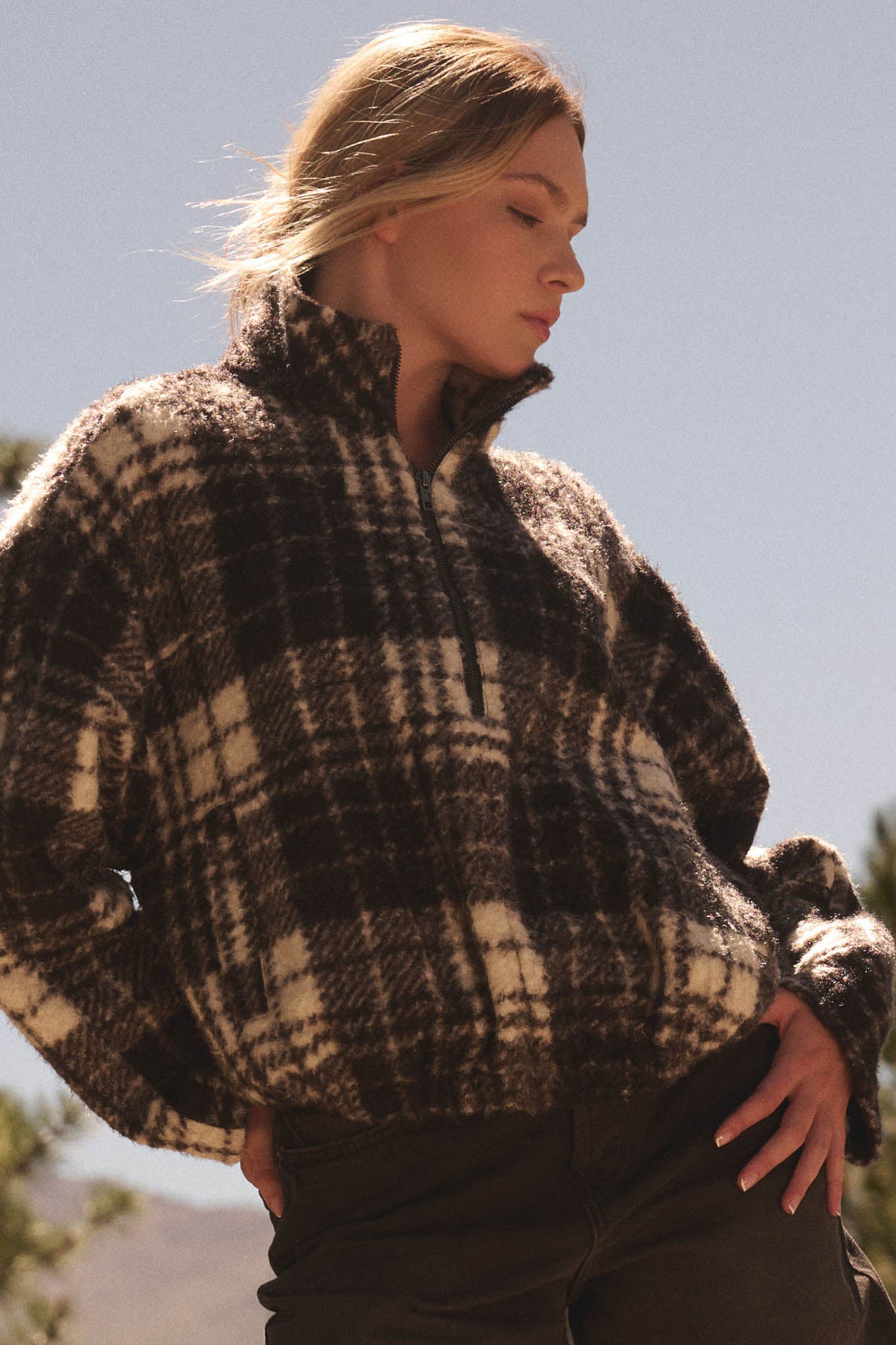 Field Guide Plaid Fleece Half-Zip Pullover Jacket - ShopPromesa