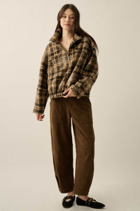 Field Guide Plaid Fleece Half-Zip Pullover Jacket - ShopPromesa
