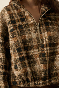 Field Guide Plaid Fleece Half-Zip Pullover Jacket - ShopPromesa