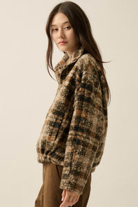 Field Guide Plaid Fleece Half-Zip Pullover Jacket - ShopPromesa