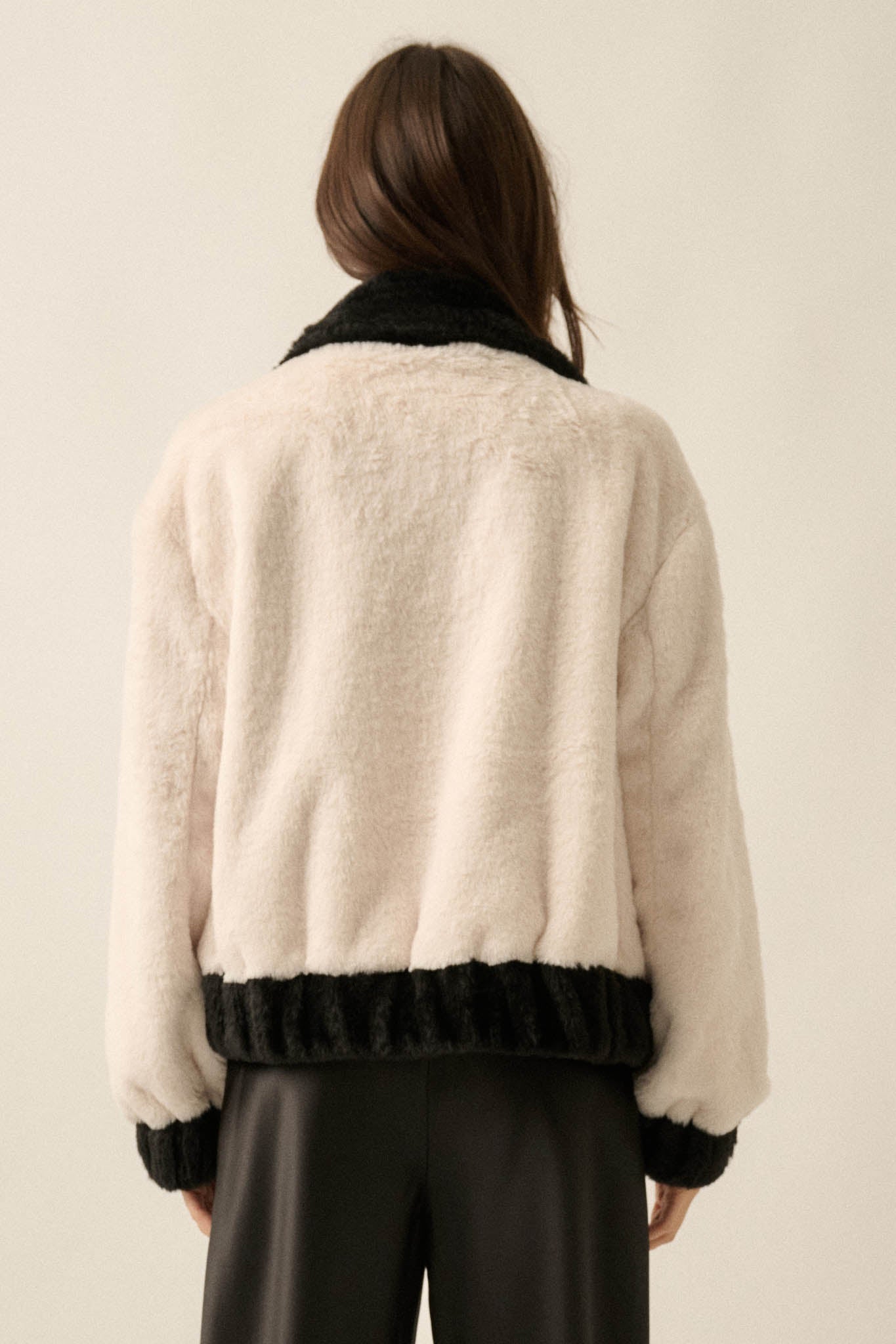 Go Fur It Contrast Faux Fur Collared Pocket Jacket - ShopPromesa