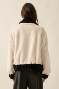 Go Fur It Contrast Faux Fur Collared Pocket Jacket - ShopPromesa