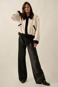 Go Fur It Contrast Faux Fur Collared Pocket Jacket - ShopPromesa