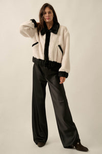 Go Fur It Contrast Faux Fur Collared Pocket Jacket - ShopPromesa