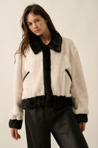 Go Fur It Contrast Faux Fur Collared Pocket Jacket - ShopPromesa