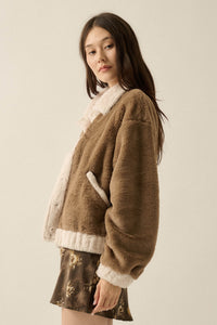 Go Fur It Contrast Faux Fur Collared Pocket Jacket - ShopPromesa