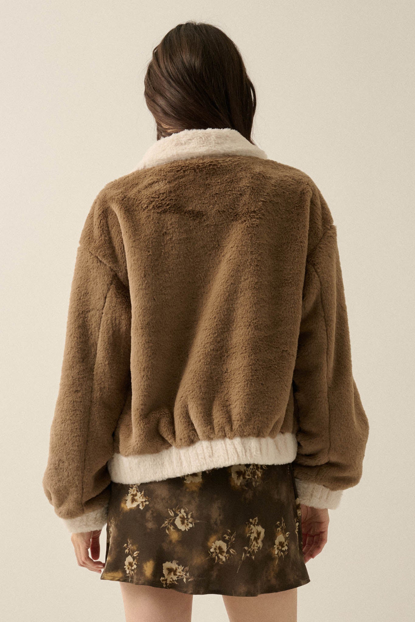 Go Fur It Contrast Faux Fur Collared Pocket Jacket - ShopPromesa