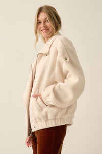 Slow Lane Sherpa Fleece High-Collar Moto Jacket - ShopPromesa