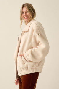 Slow Lane Sherpa Fleece High-Collar Moto Jacket - ShopPromesa