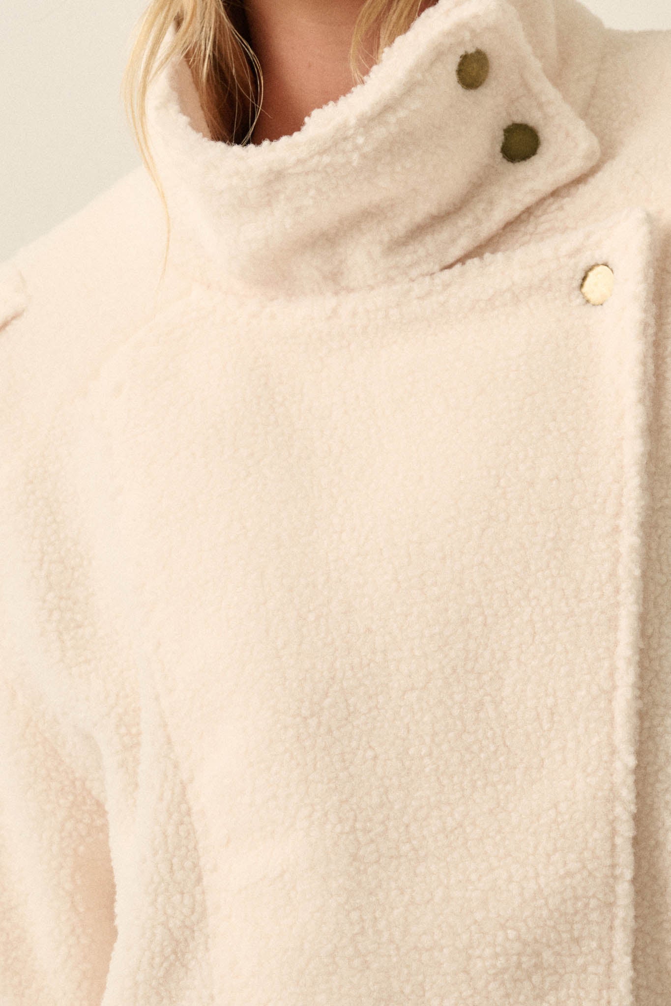 Slow Lane Sherpa Fleece High-Collar Moto Jacket - ShopPromesa