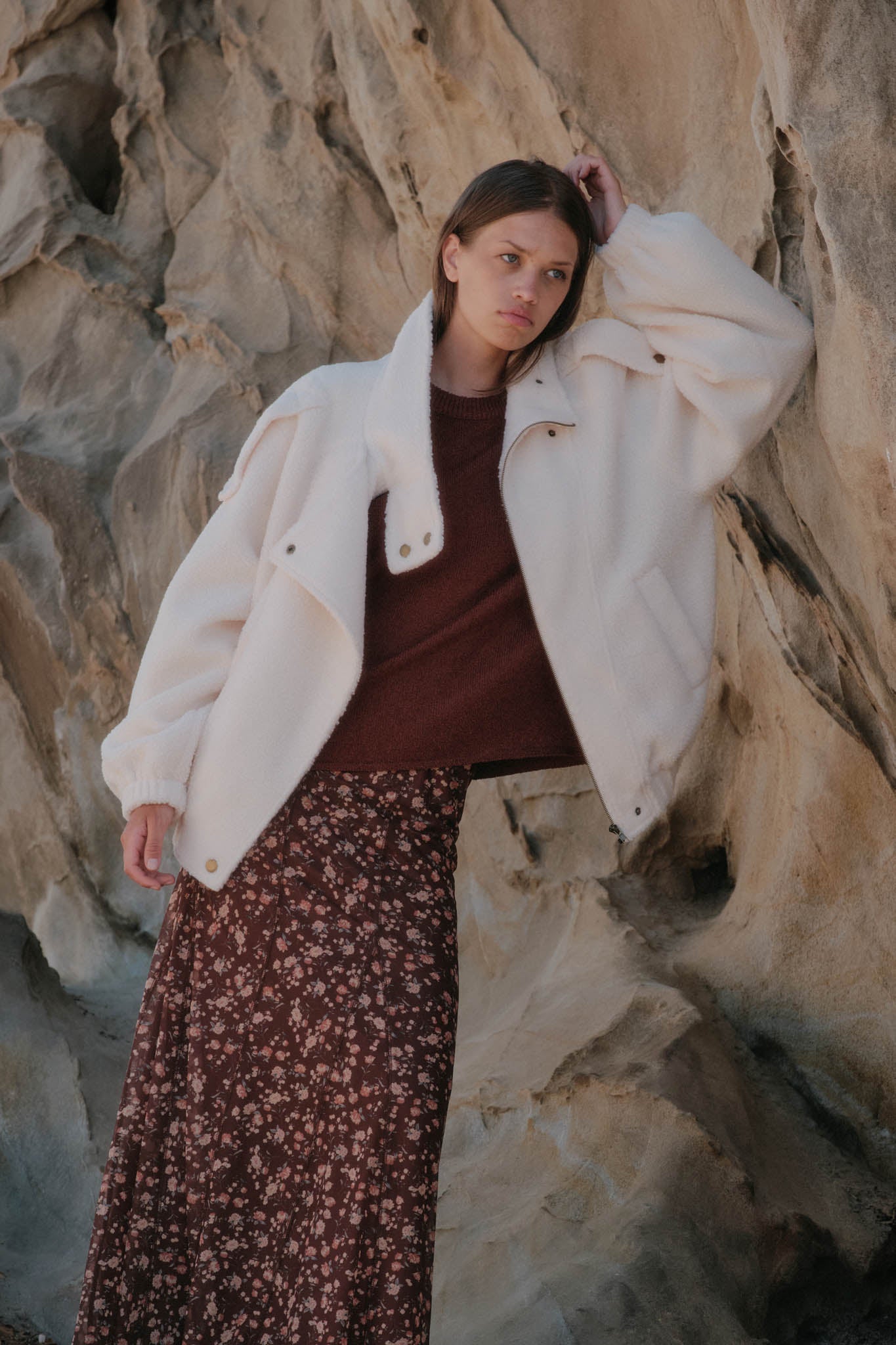 Slow Lane Sherpa Fleece High-Collar Moto Jacket - ShopPromesa
