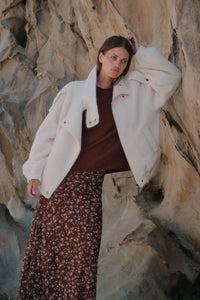 Slow Lane Sherpa Fleece High-Collar Moto Jacket - ShopPromesa