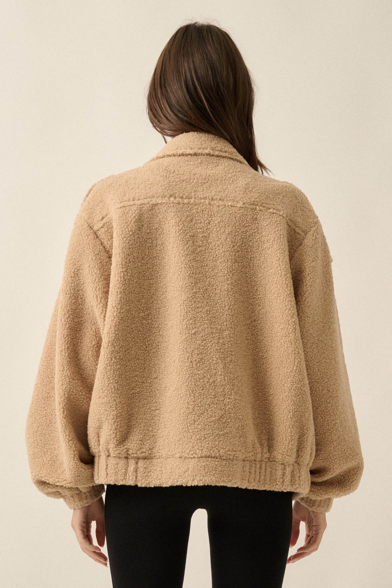 Slow Lane Sherpa Fleece High-Collar Moto Jacket - ShopPromesa