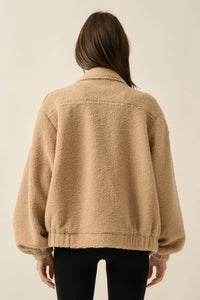 Slow Lane Sherpa Fleece High-Collar Moto Jacket - ShopPromesa