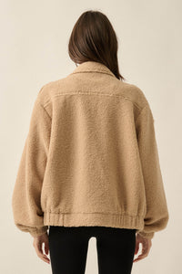 Slow Lane Sherpa Fleece High-Collar Moto Jacket - ShopPromesa