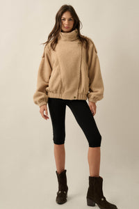 Slow Lane Sherpa Fleece High-Collar Moto Jacket - ShopPromesa