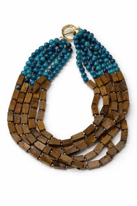 Gower Wood and Marble Resin Layered Bead Necklace - ShopPromesa