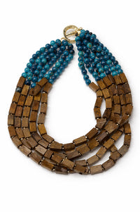 Gower Wood and Marble Resin Layered Bead Necklace - ShopPromesa